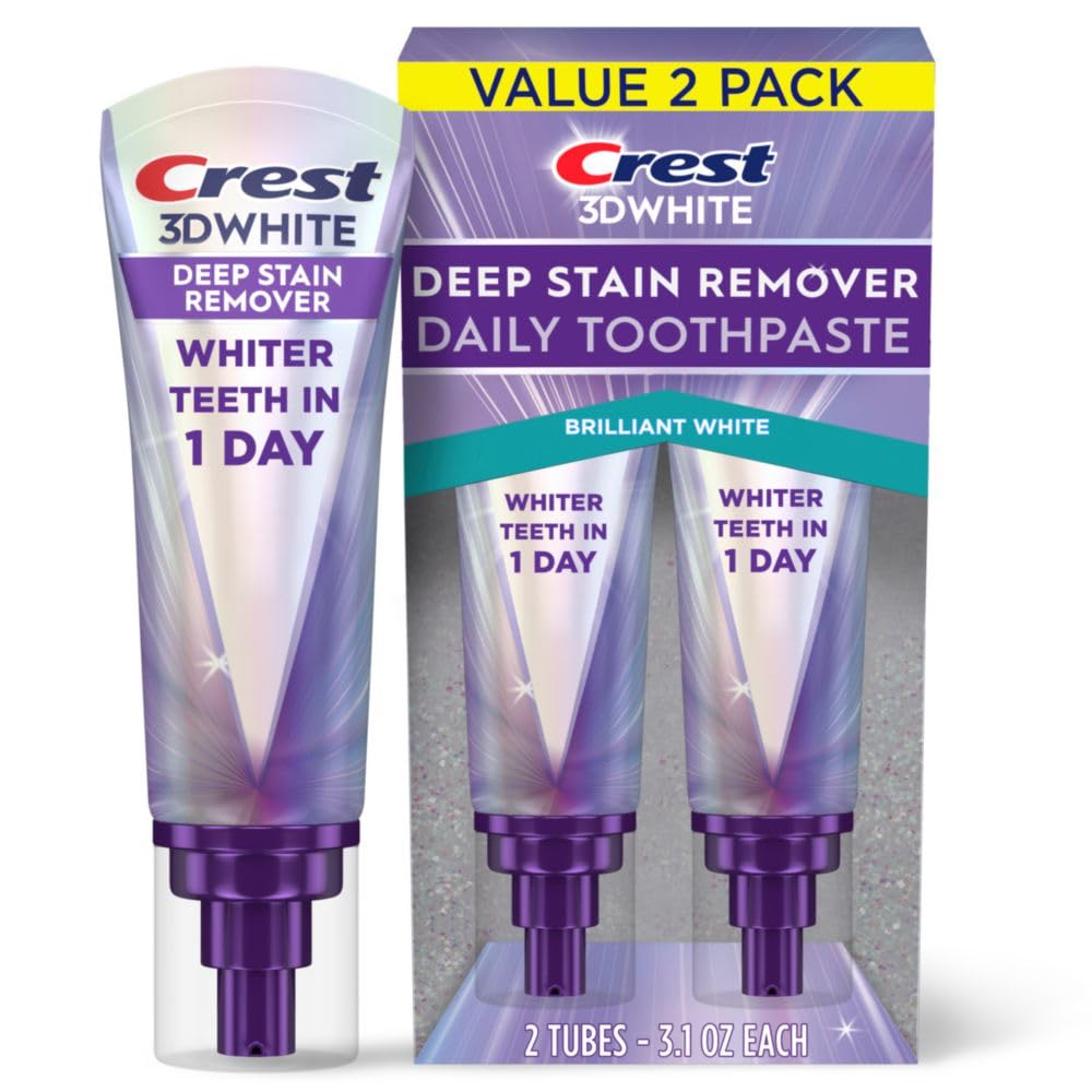 Dentifrice Crest 3D White Brilliance prêt à l’emploi pour des résultats rapides.