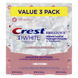 Dentifrice Crest Brilliance au peroxyde 4% en tube pour brillance potentielle.