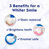 Texture charbon actif du dentifrice Crest montrée pour une action légère.