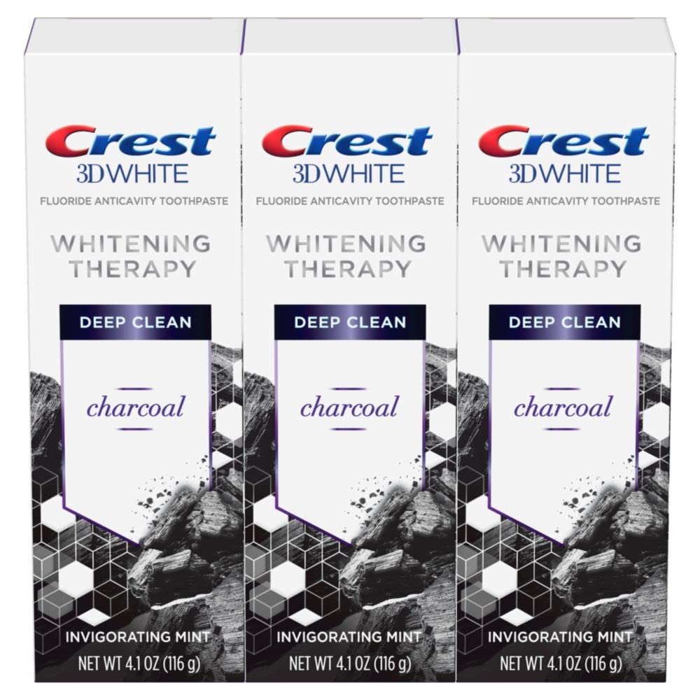 Crest Charbon Therapie blanchiment – pâte dentaire, nettoyage en profondeur et brillance.