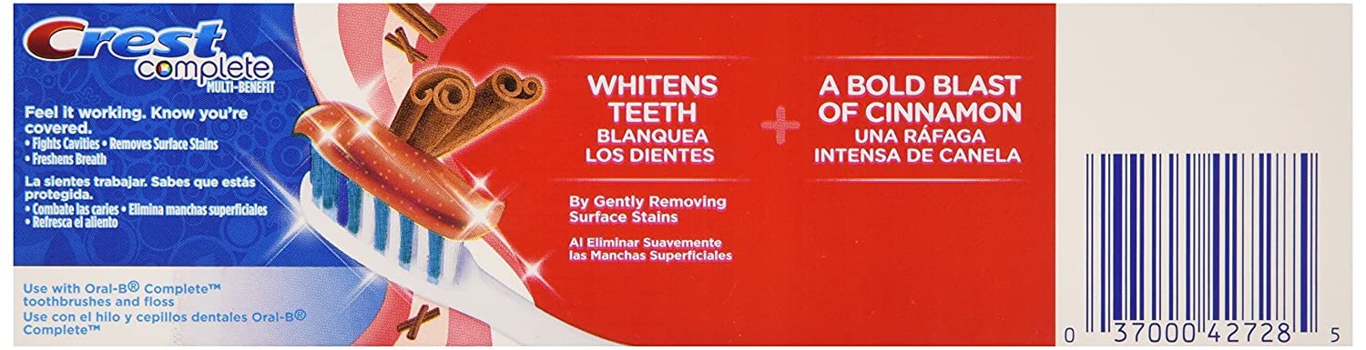 Crest Complete Cinnamon Rush : tube principal en gros plan.