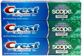 Crest Complete dentifrice fluorure - tube, packaging compact et effet blanchissant potentiel.