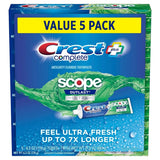 Crest Complete + Scope Outlast en tube, fraîcheur durable toute la journée.