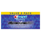 Crest dentifrice charbon 3D White, emballage double pour un approvisionnement pratique.