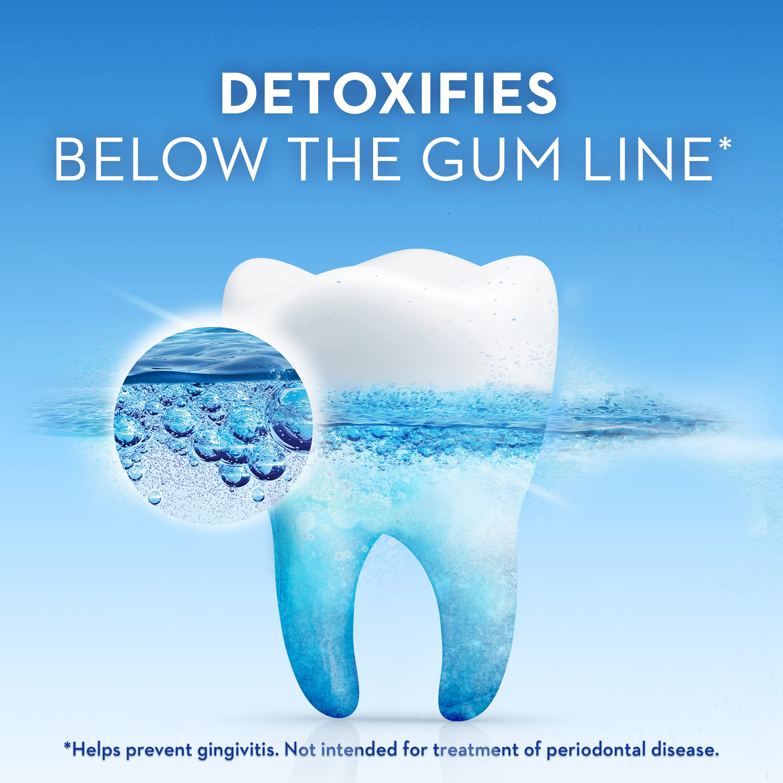 Dentifrice Crest Detoxify, mousse active qui pénètre les zones difficiles.