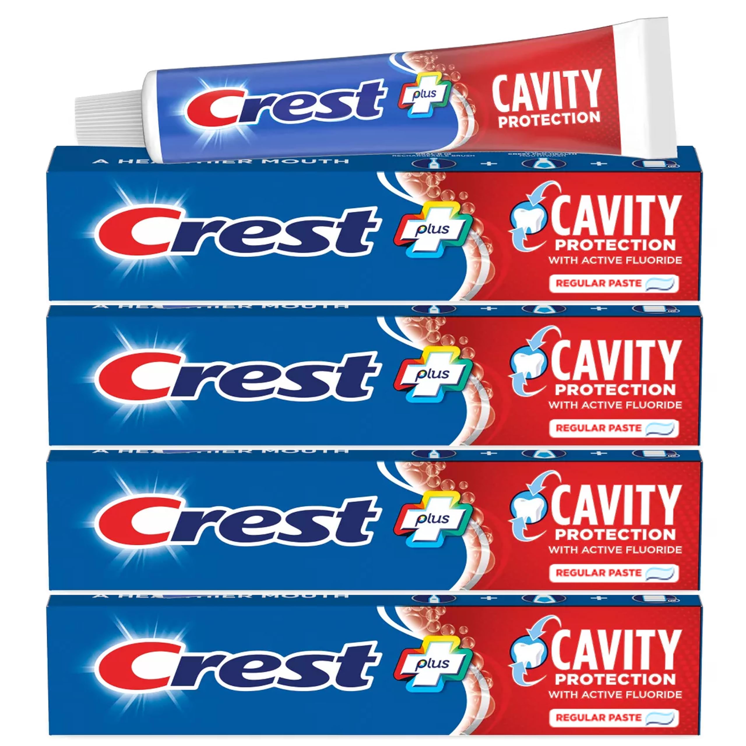Crest dentifrice haleine fraîche et durable après brossage.