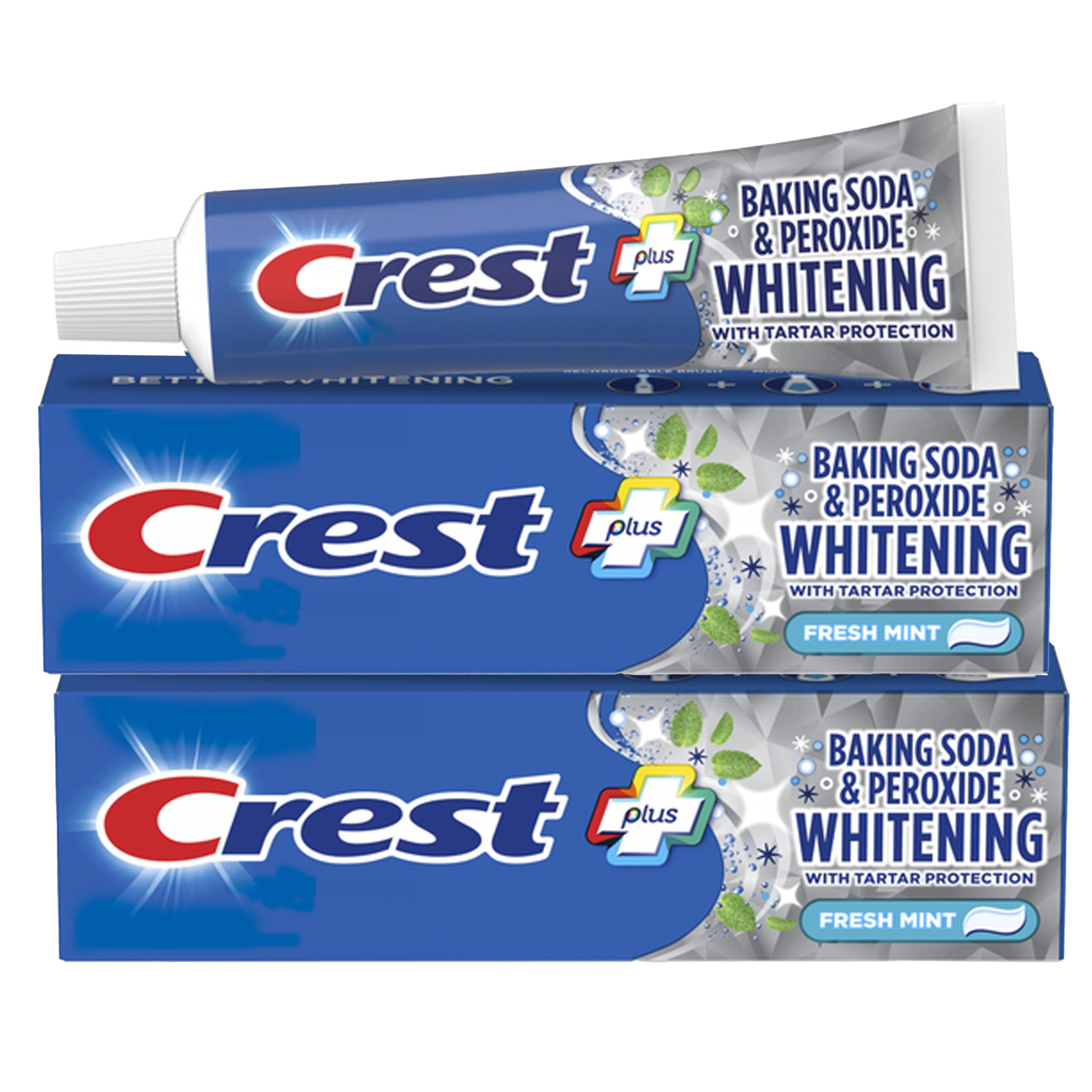Crest dentifrice haleine fraiche et longue duree après le brossage.