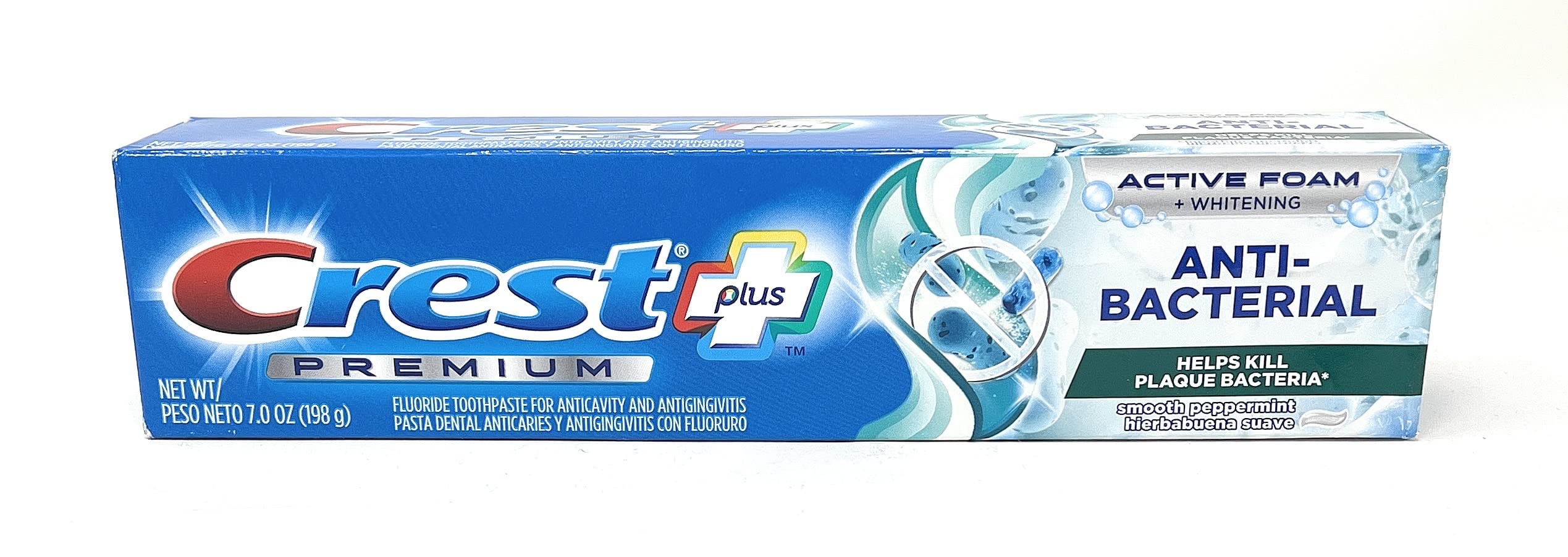 Crest Premium Plus, arôme menthe douce pour une haleine fraîche durable.