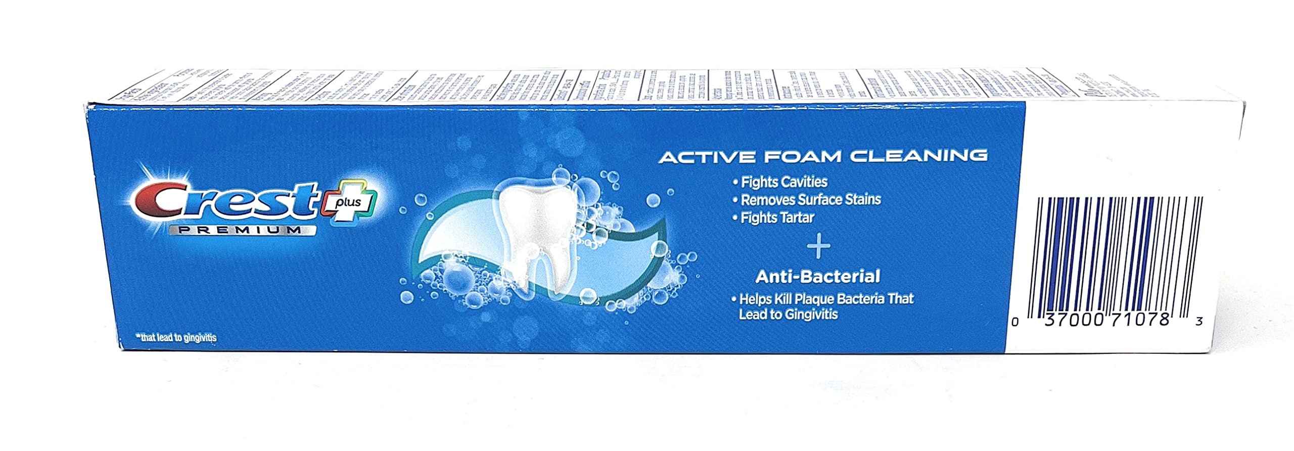 Crest Premium Plus, utilisation quotidienne pour un sourire clair et soigné.