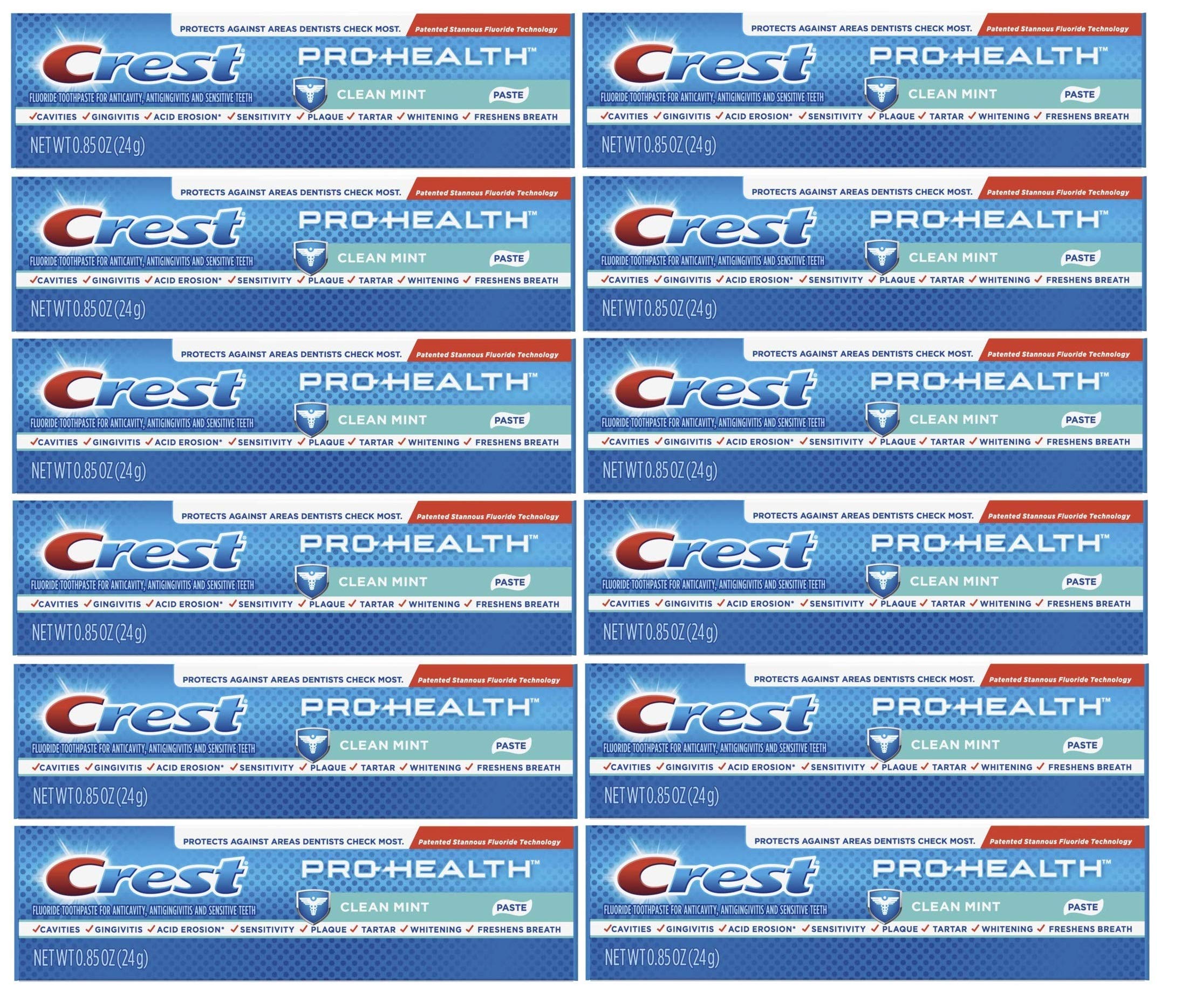 Crest Pro Health Clean Mint en tube, fraîcheur durable après le brossage.