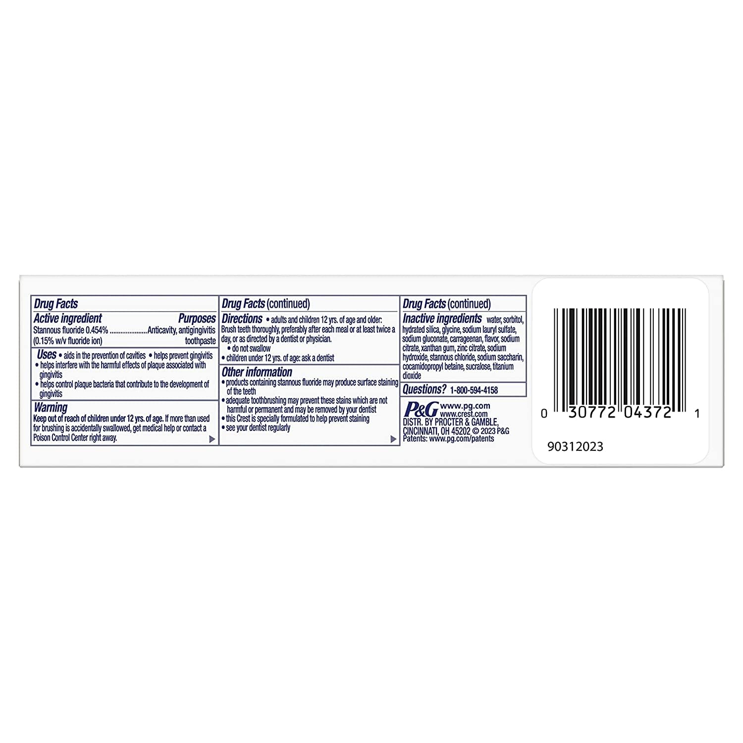Texture et sensation du dentifrice Crest Pro-Health pour le brossage quotidien.