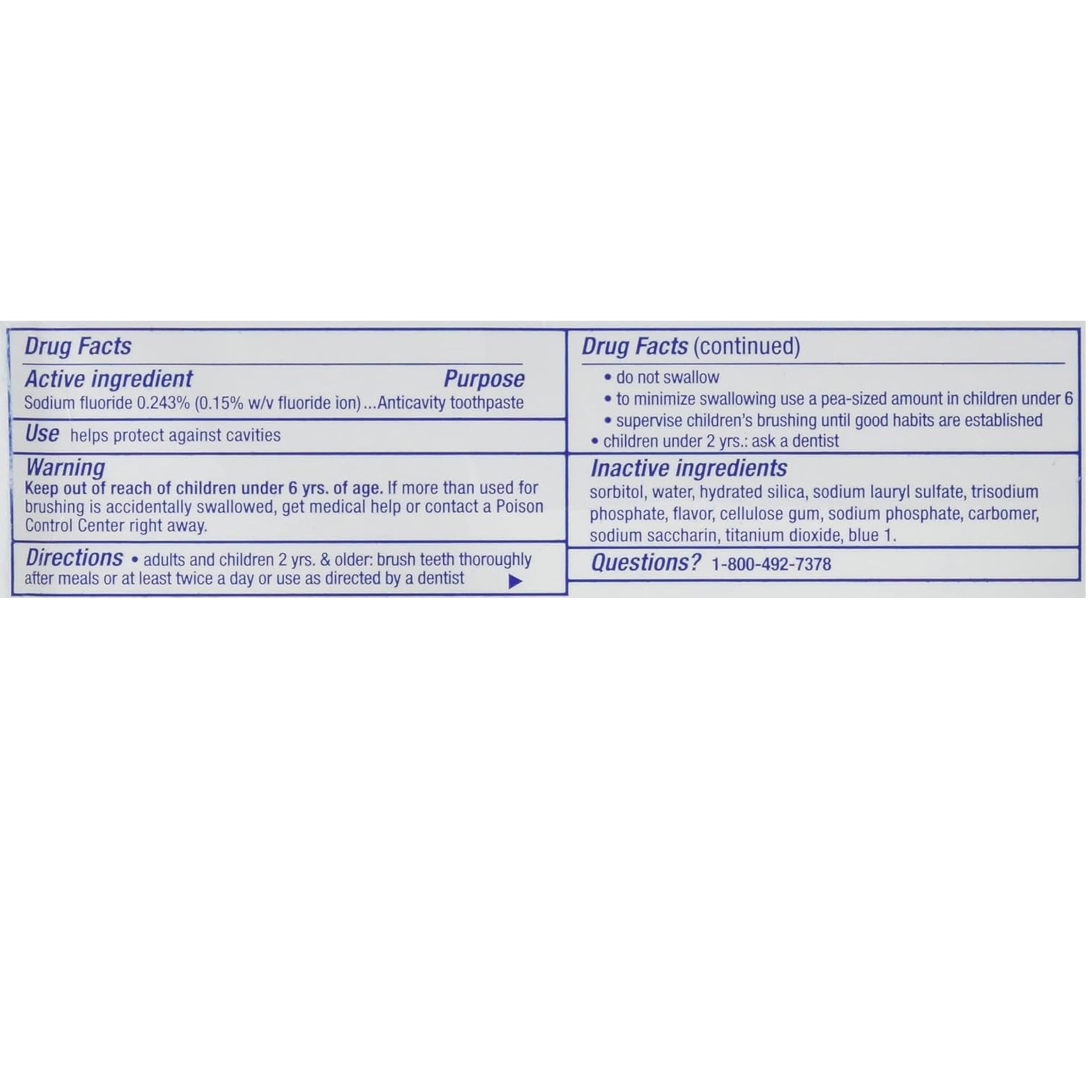 Crest dentifrice protection caries – emballage ouvert montrant le format pratique.