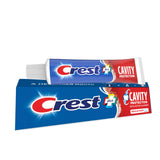 Crest dentifrice protection caries, brossage quotidien révélant propreté et fraîcheur.