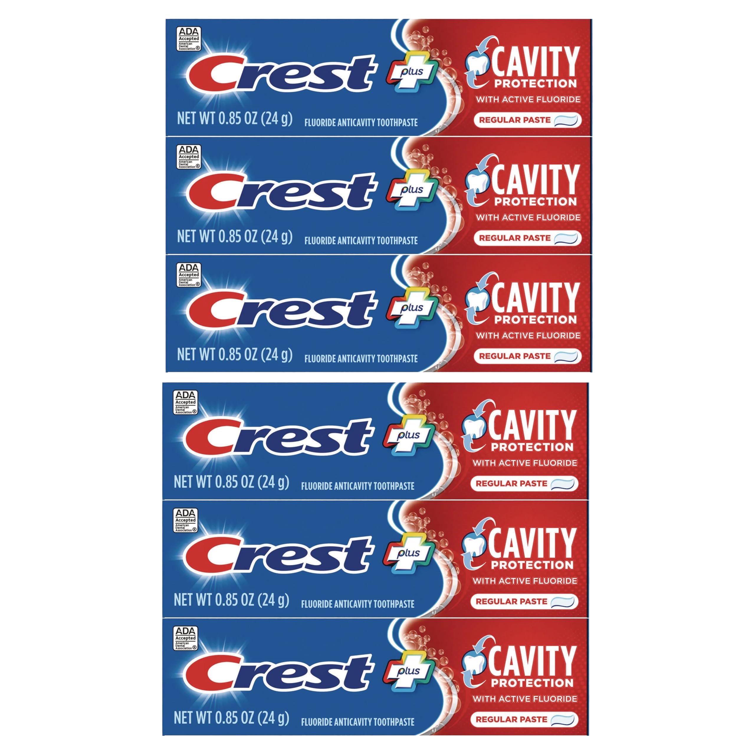  Crest dentifrice protection cavités, tube 24 g, protège l’émail et offre fraîcheur durable.