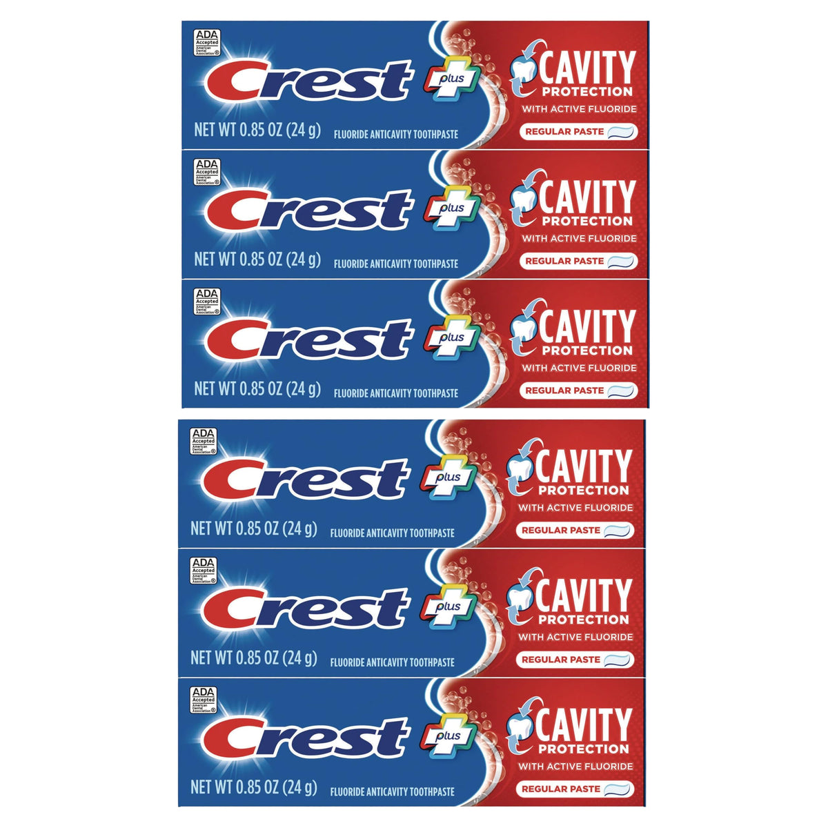  Crest dentifrice protection cavités, tube 24 g, protège l’émail et offre fraîcheur durable.
