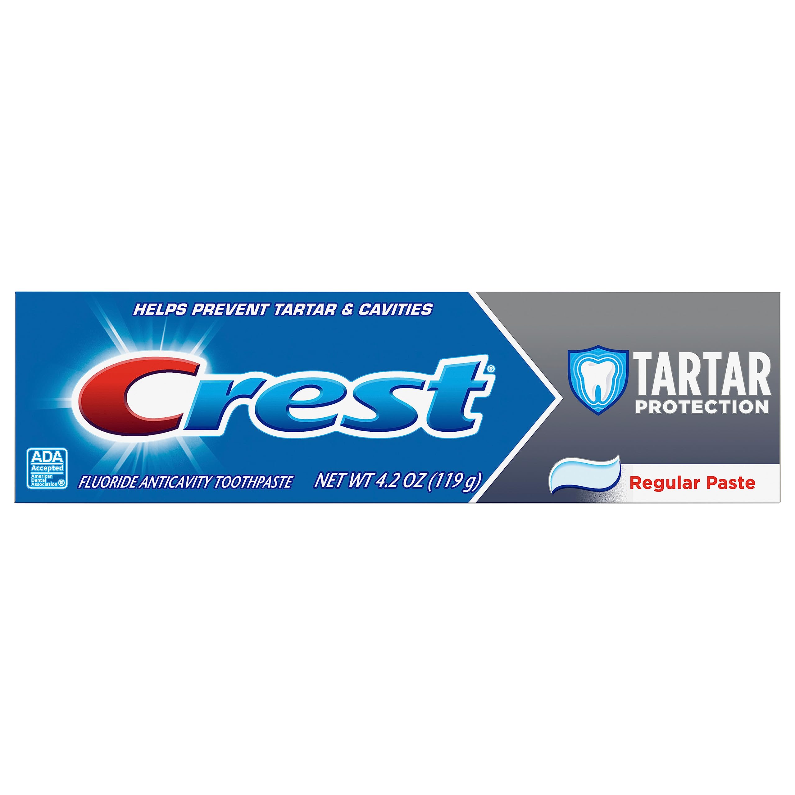 Dentifrice Crest Protection tartre, format standard, goût menthe, pour un brossage quotidien frais et efficace.
