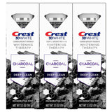 Crest dentifrice thérapie au charbon, aperçu avant-après, éclaircissement progressif potentiel.