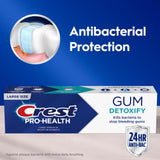 Protection de l’émail avec Crest Pro-Health Gum Detoxify et fluorure d’étain.