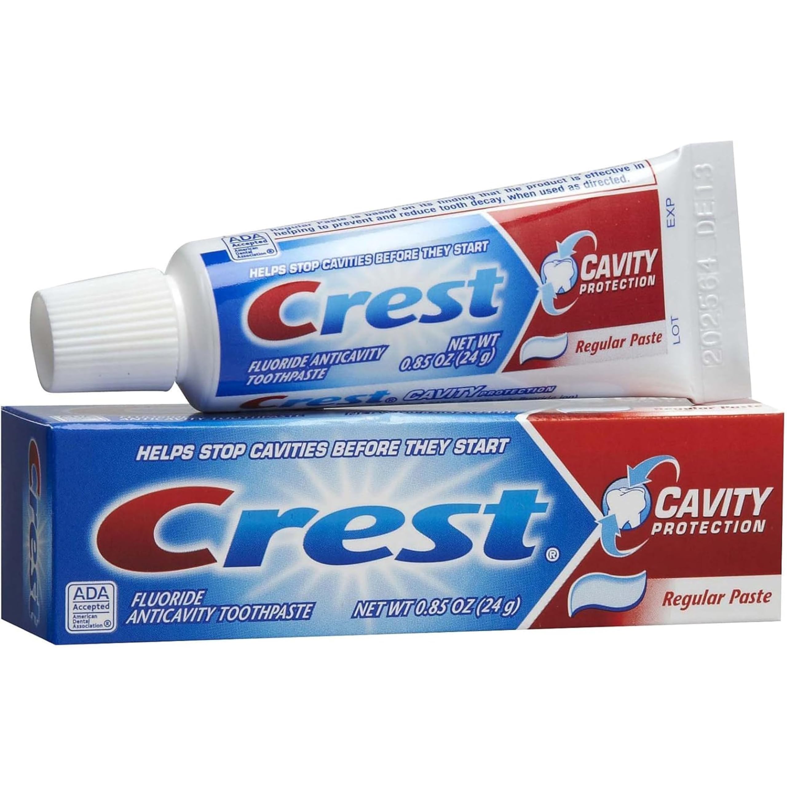 Crest emballage-dentifrice-10-tubes-compact, lot pratique pour la famille.