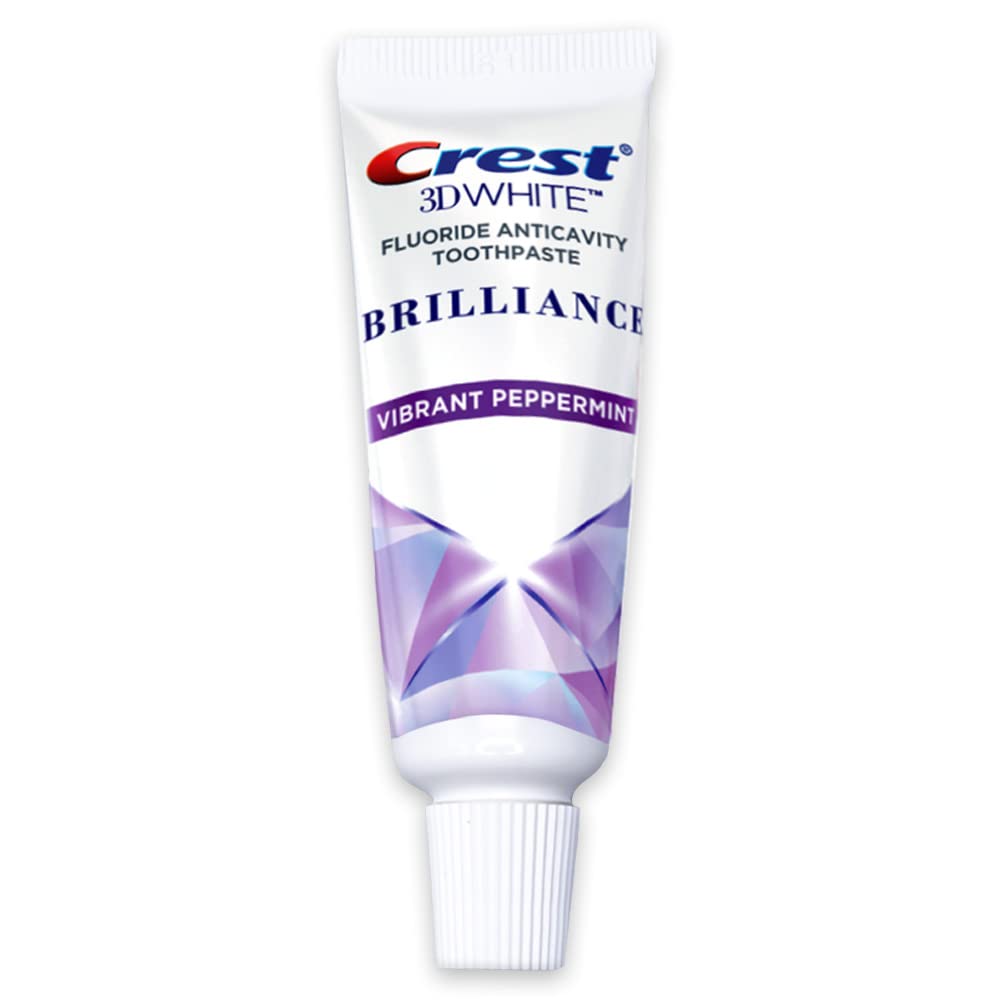 Crest ensemble de 4 tubes de pâte dentifrice 3D Brilliance menthe vive, pratique à emporter lors de voyages.