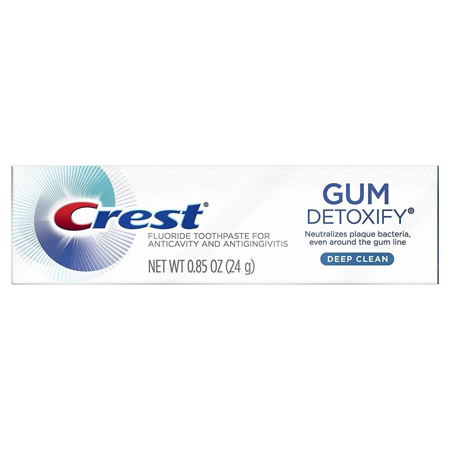 Arôme frais Crest Gum Detoxify dentifrice et agréable senteur mentholée.