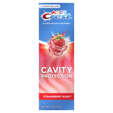 Crest dentifrice fluoré pour enfants Fraise Rush, tube visible et protection contre les caries.