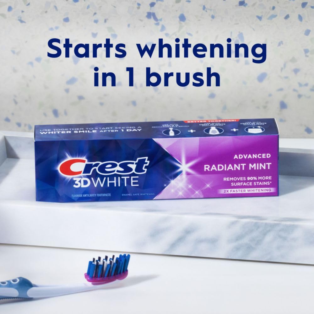 Utilisation quotidienne avec Crest 3D Blanc pour une bouche fraîche et propre.