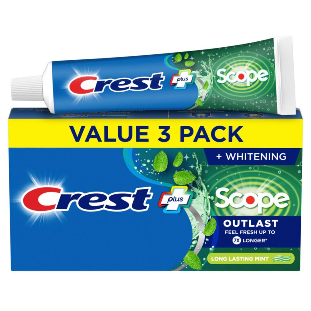 Crest pack triple dentifrice menthe, emballage visible et fraîcheur durable.