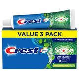 Crest pack triple dentifrice menthe, emballage visible et fraîcheur durable.