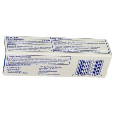 Crest Pâte-dentifrice usage quotidien rapide pour une hygiène buccale fiable.