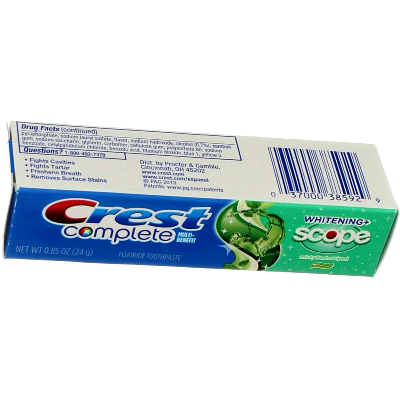 Crest Pâte-dentifrice voyage TSA approuvé, pratique lors des déplacements.