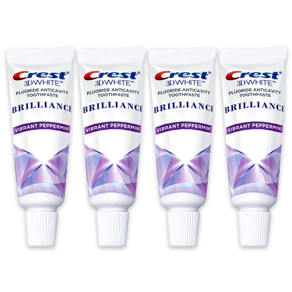 Pâte dentifrice Crest 3D Brilliance menthe vive, anti-taches pour un sourire éclatant.