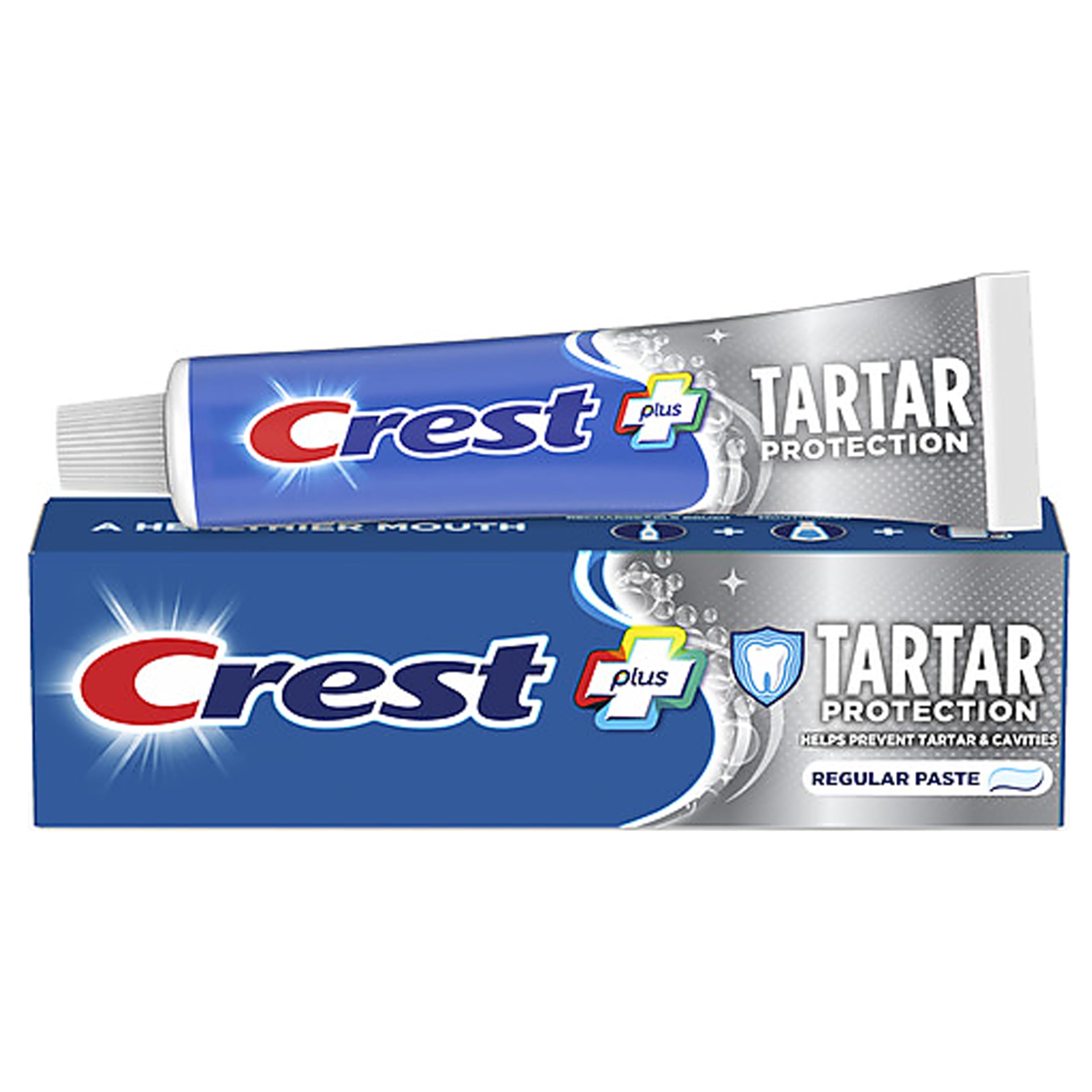Dentifrice Crest Protection Tartrique en tube pour haleine fraîche et protection des dents.
