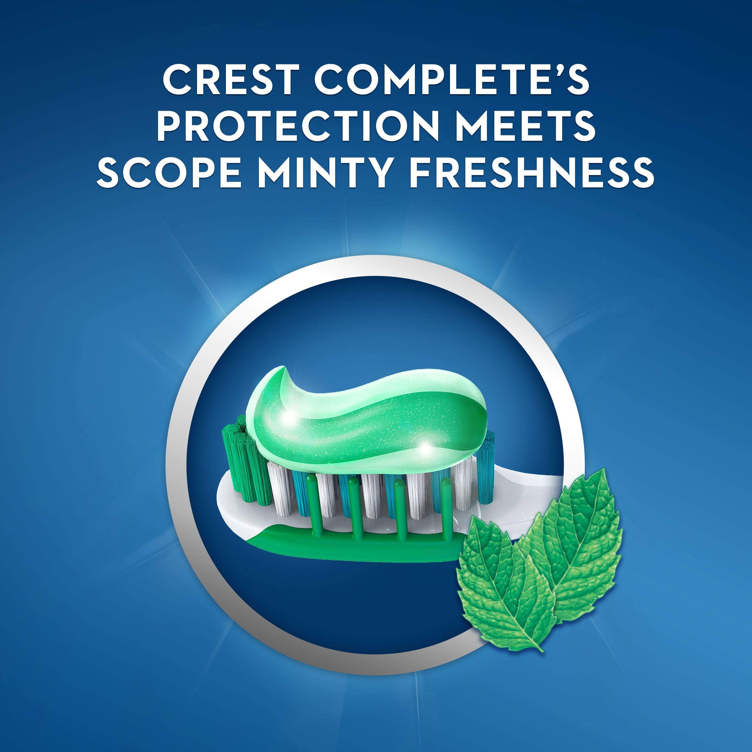 Sourire frais après brossage avec Crest Plus Scope, haleine mentholée.