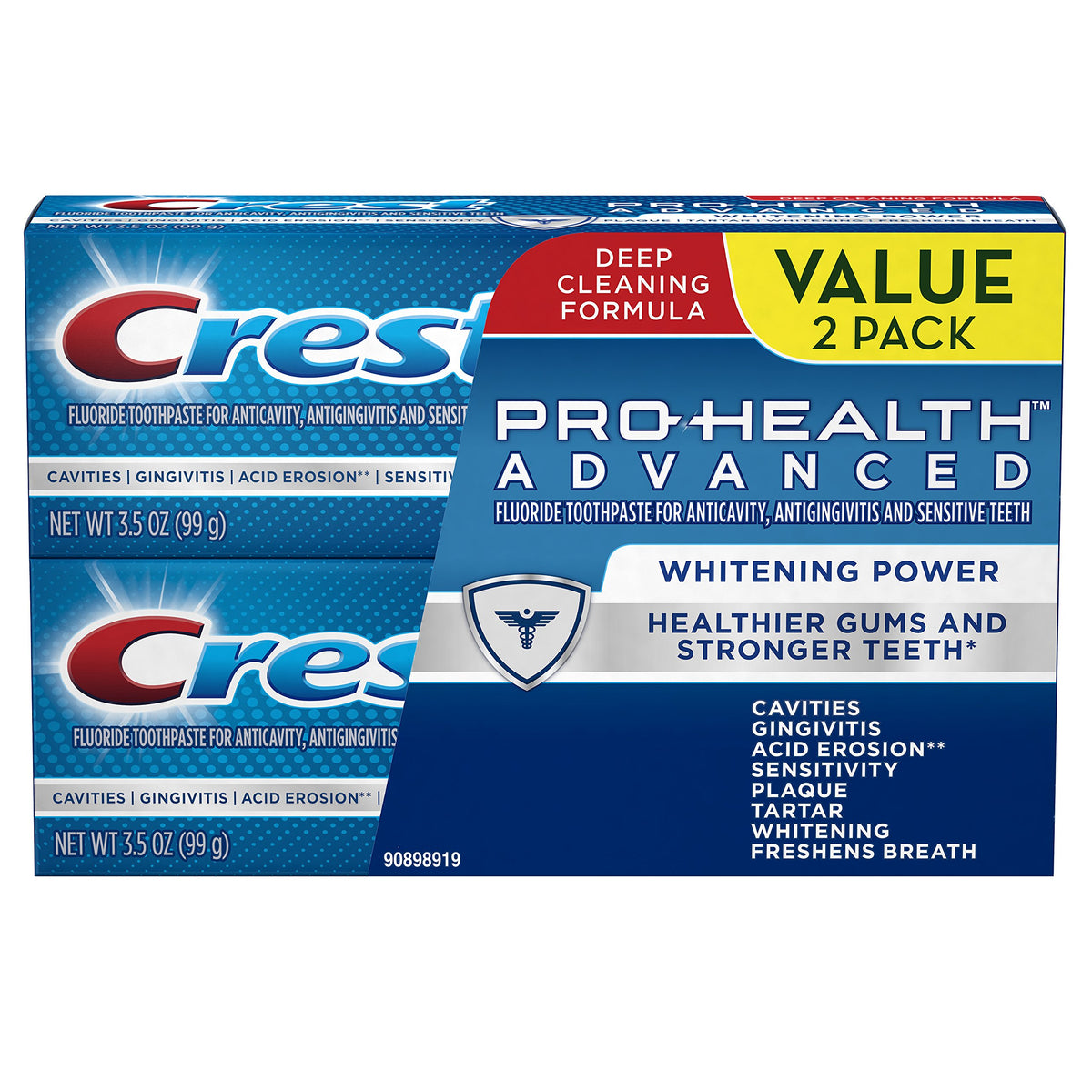 Crest Pro-Health Avancé dentifrice blanchiment, duo pratique pour l'hygiène quotidienne.
