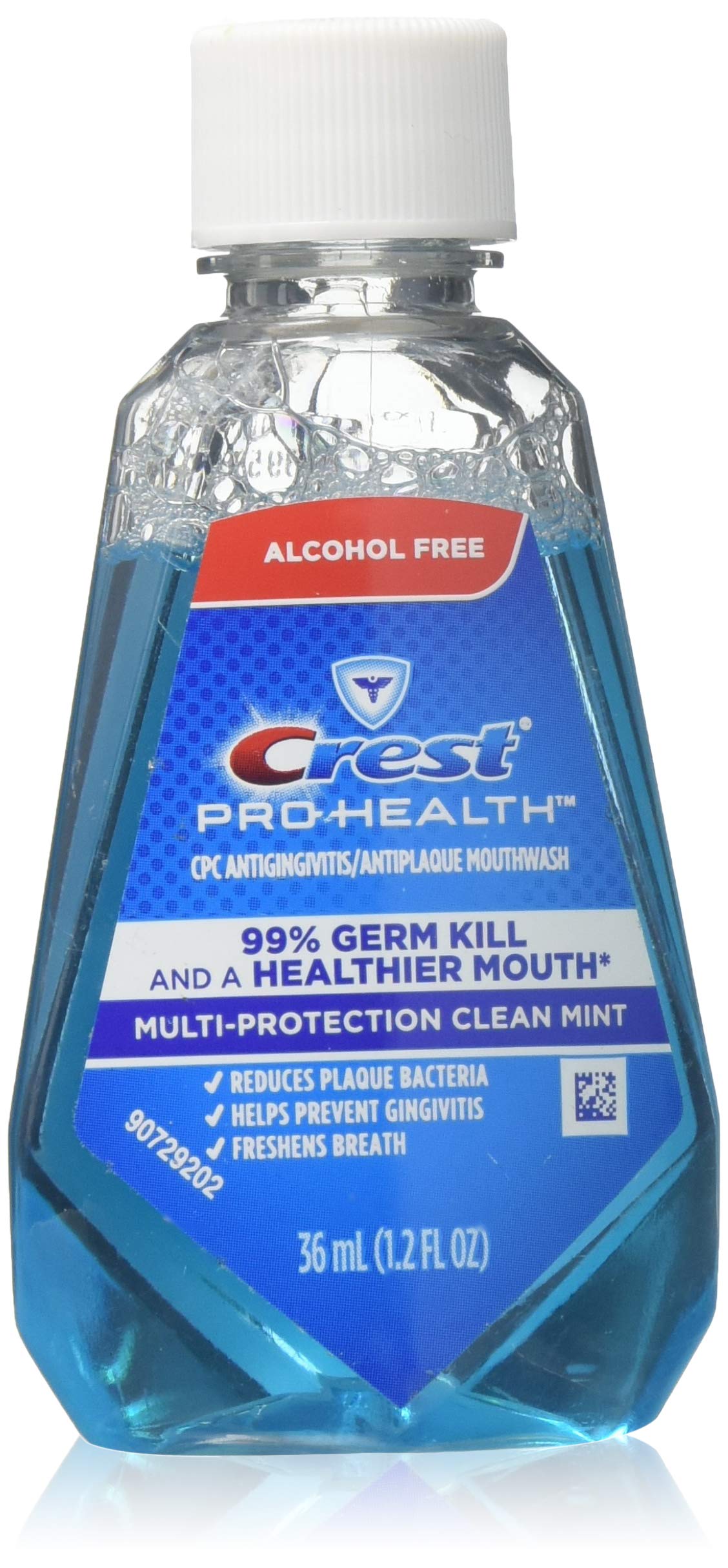 Crest Pro-Health rince-bouche sans alcool, bouteille multi-protection menthe fraîche, haleine durable.