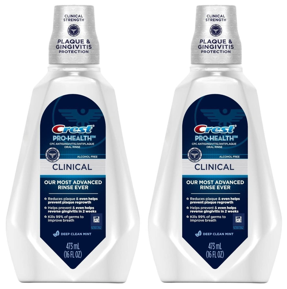 Crest Pro-Health Clinical CPC rince-bouche menthe, bouteille 473 ml, haleine fraîche durable.