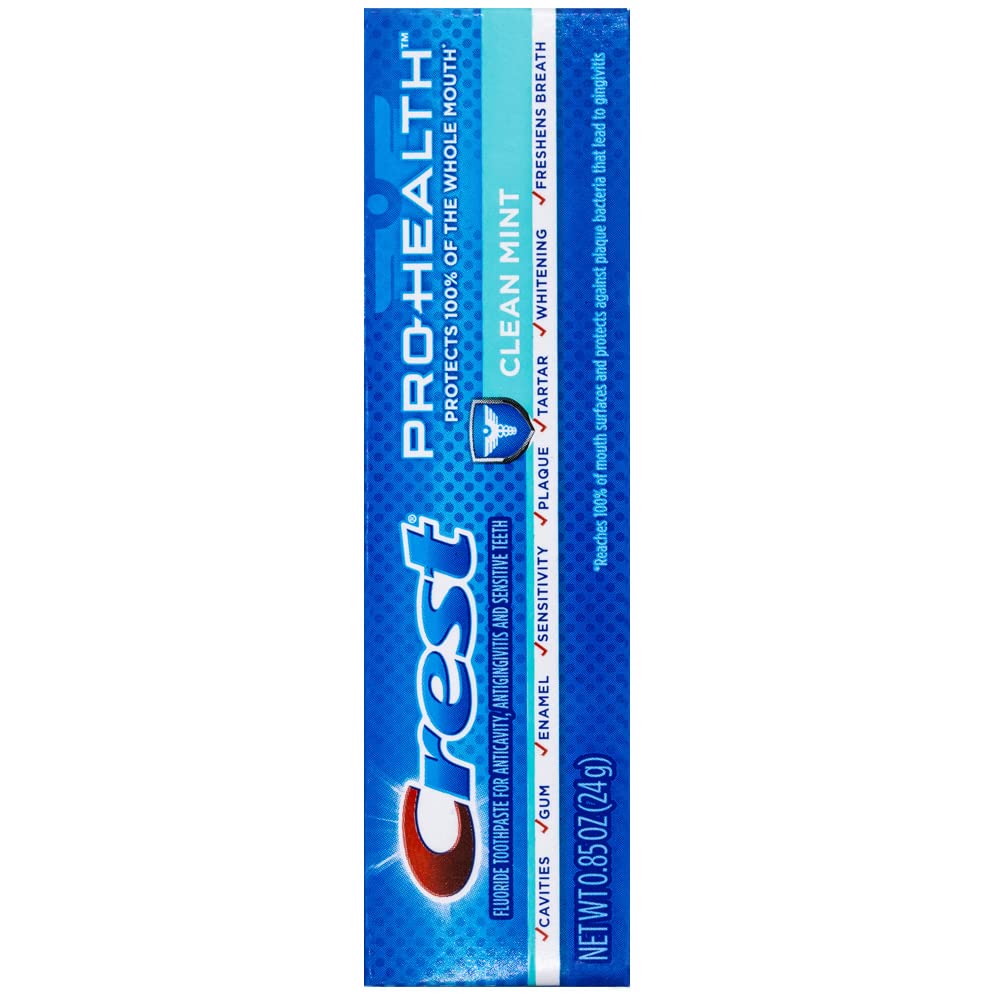 Tube voyage Crest Pro-Health Clean Mint, pratique pour les déplacements.