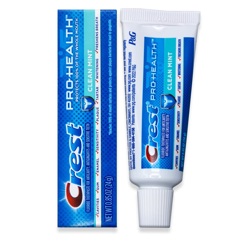 Format voyage Crest Pro-Health Clean Mint, idéal pour le sac de toilette.