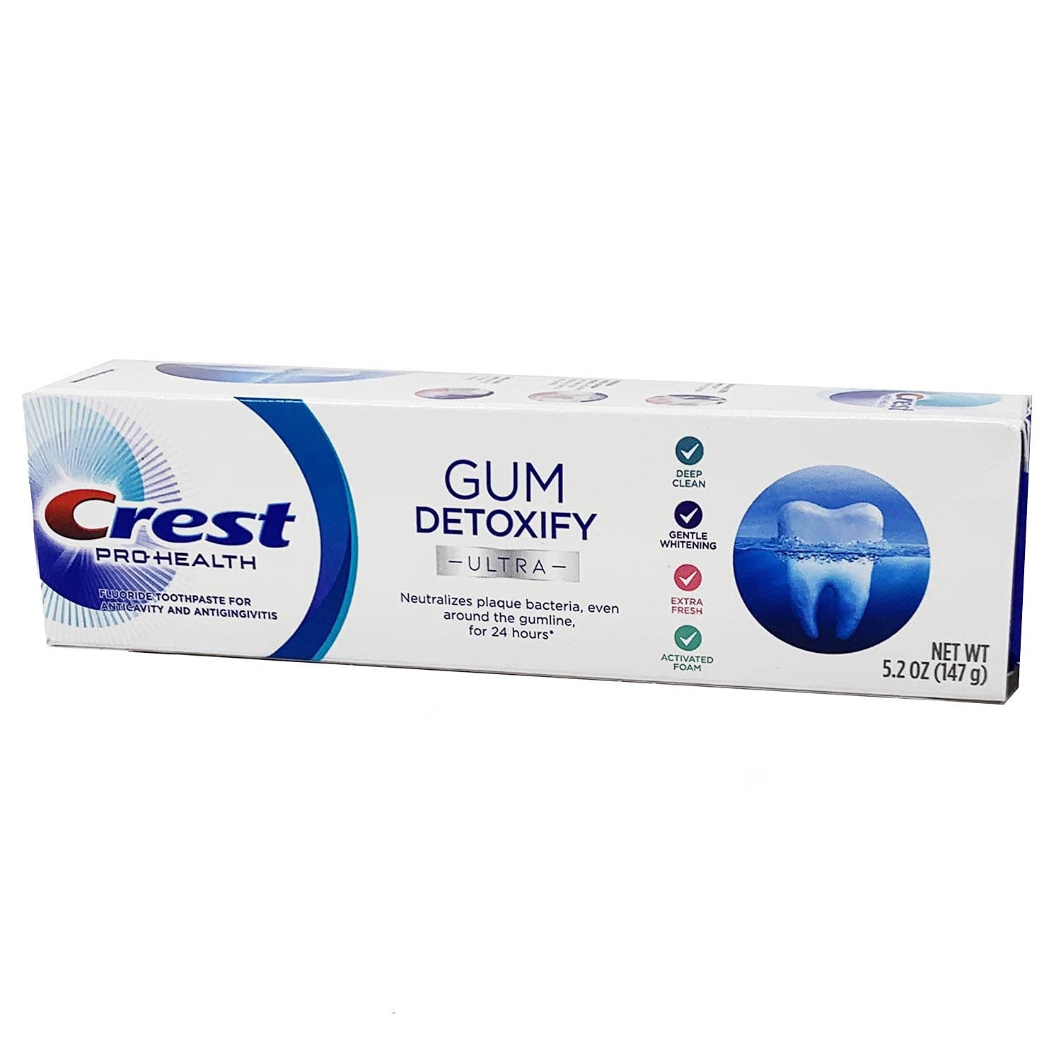 Crest Pro Health Ultra Gum Detoxify : emballage tube pratique et portable