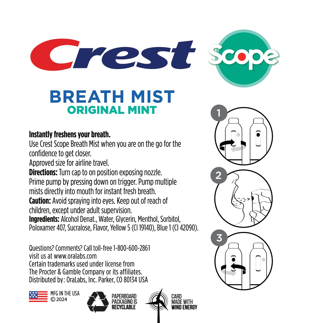 Crest Scope aerosol-menthe-usage-quotidien : sensation légère et durable.