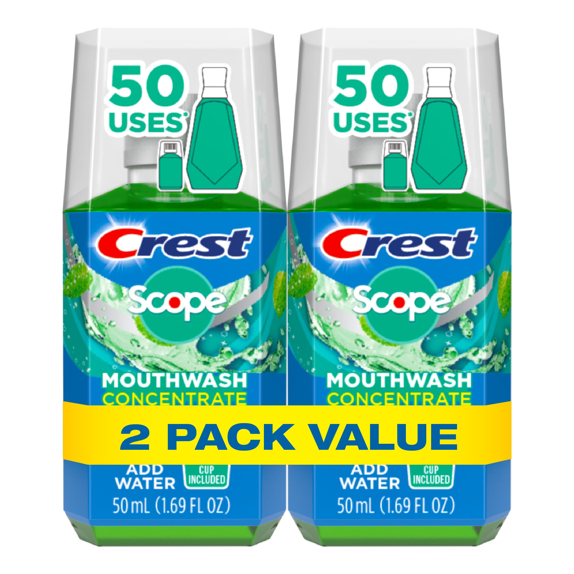 Crest Scope bouteille-50ml original menthe, format compact pour usage quotidien.