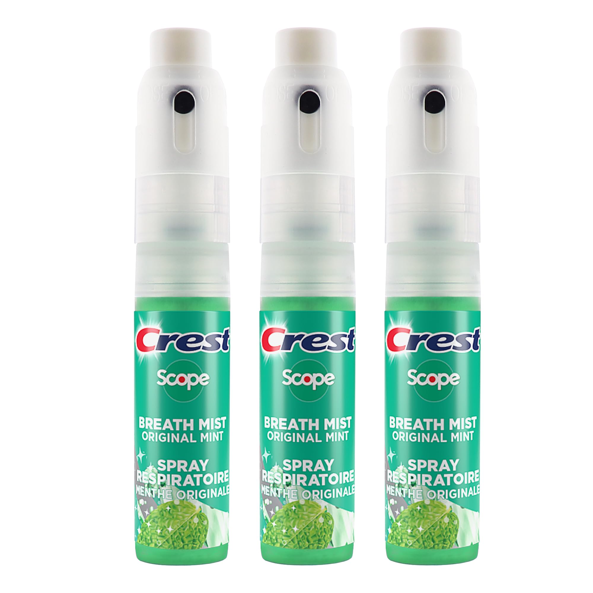 Crest Scope spray menthe, format voyage prêt à l’emploi.