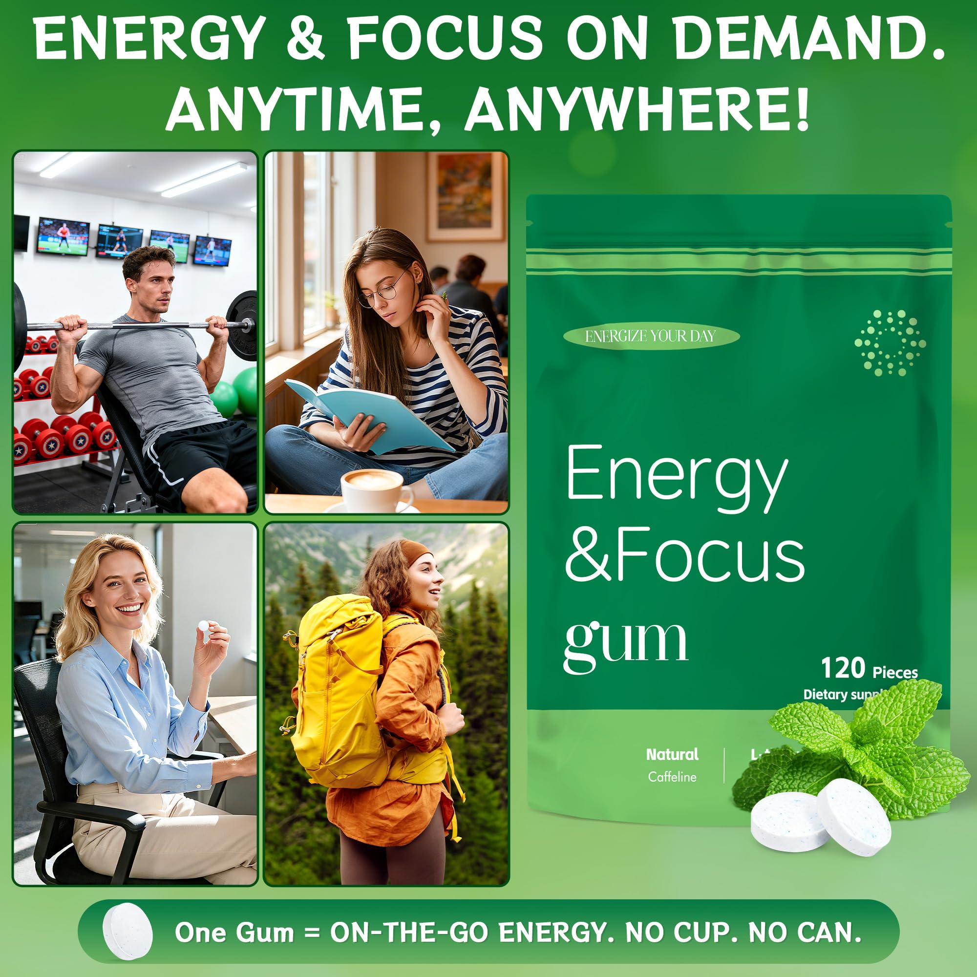 Crobirware Energy & Focus Sugar Menthe – 120 Gommes | Caféine Naturell ...
