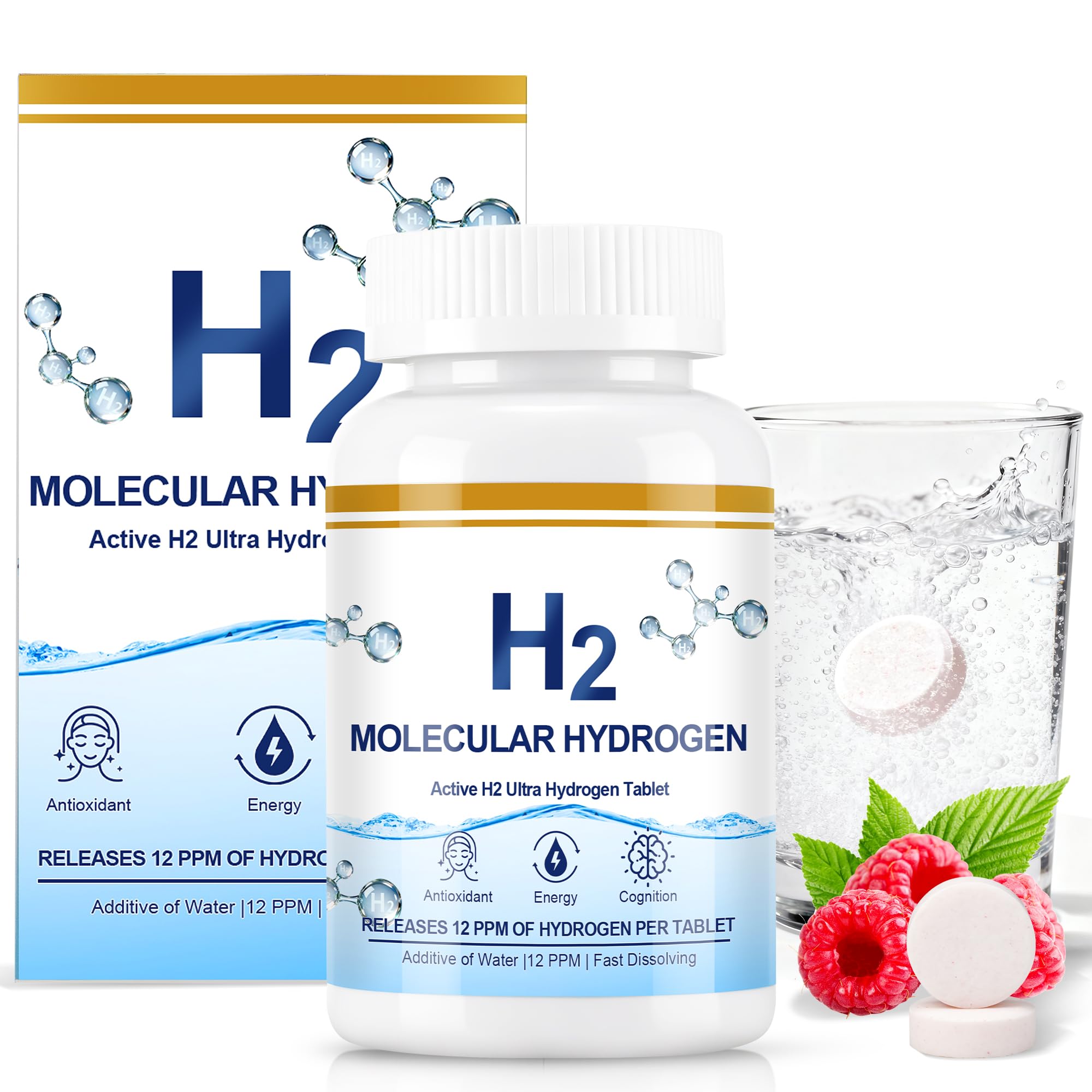 Tablettes Crobirware 12ppm dans un verre d'eau, énergie potentielle et clarté.