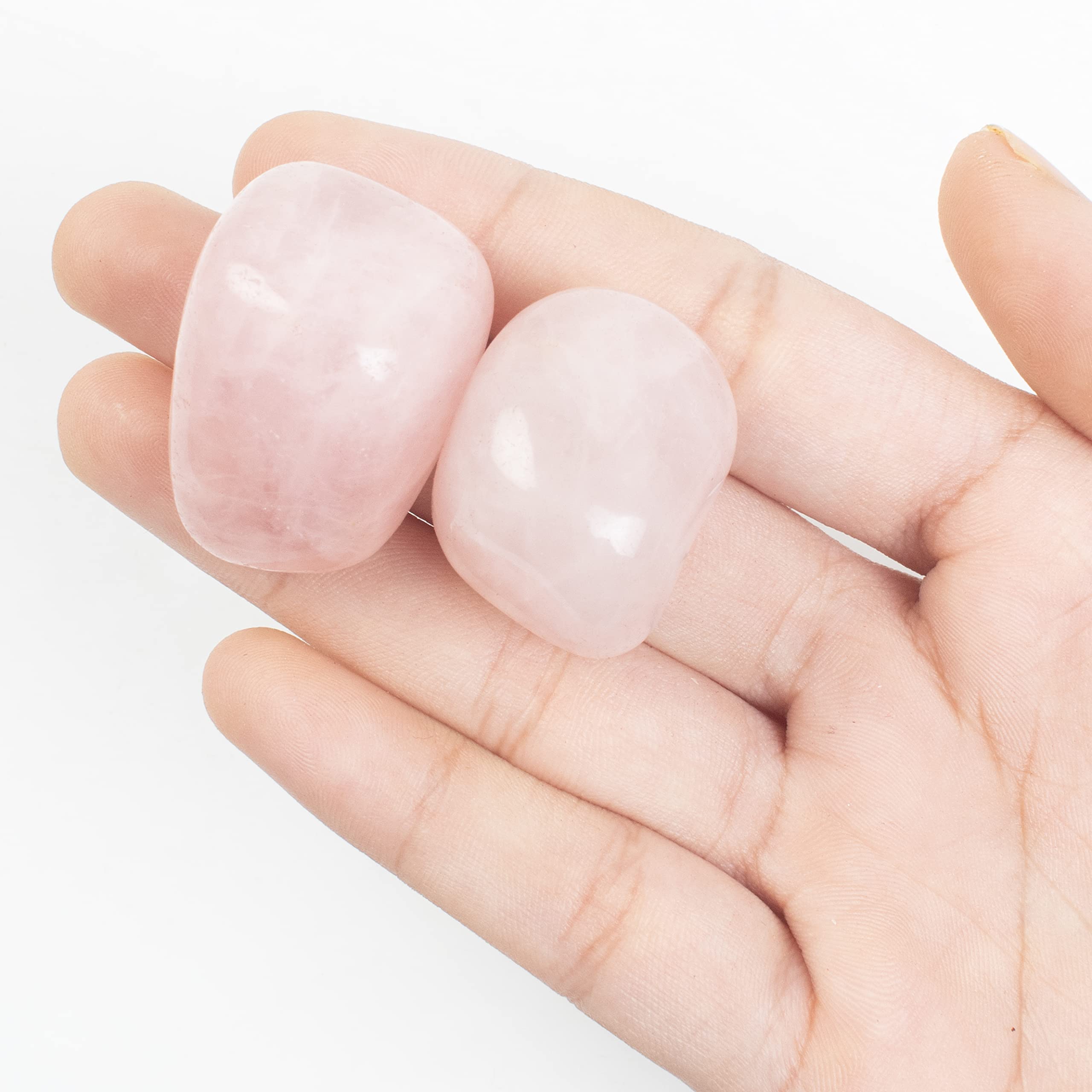 Crocon quartz rose galet poli, idéal pour méditation et calme intérieur.