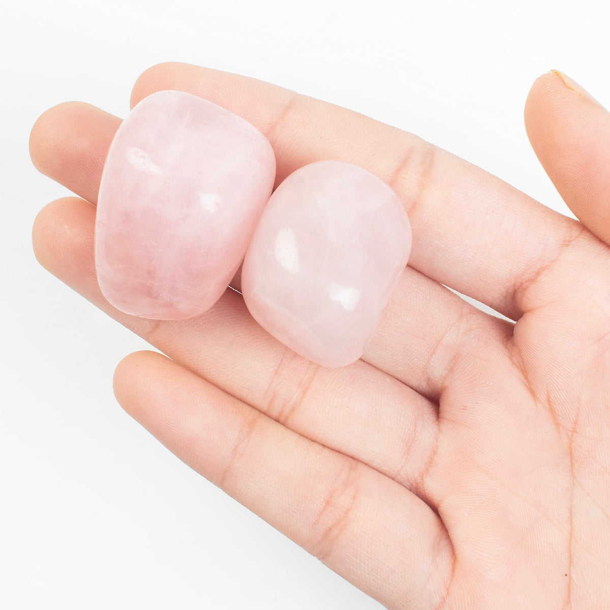 Crocon quartz rose galet poli, idéal pour méditation et calme intérieur.