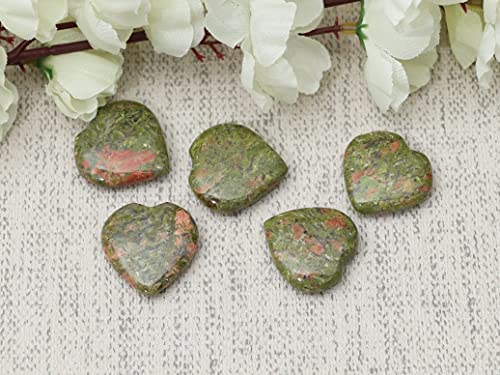 Crocon Unakite cœur 25mm, décoration bureau ou intérieur zen.