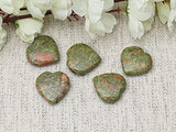 Crocon Unakite cœur 25mm, décoration bureau ou intérieur zen.
