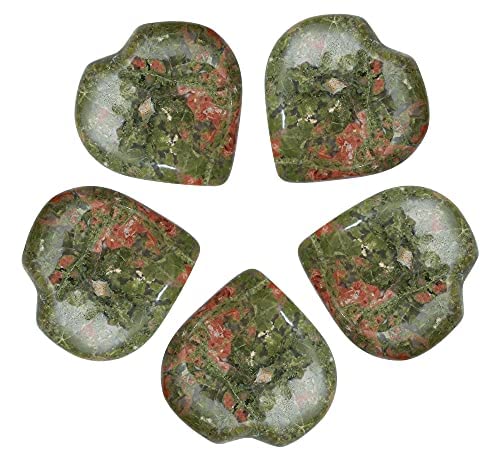 Crocon Unakite cœur 25mm, pierre polie parfaite pour méditation et centrage émotionnel.